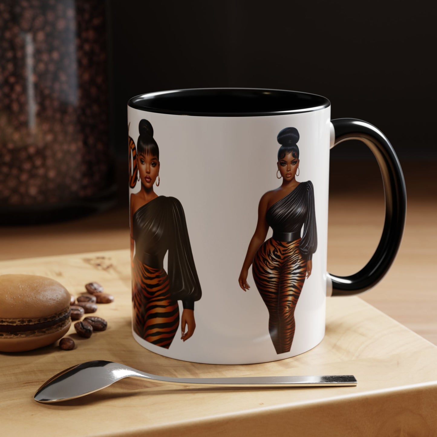 Wild Thangzz Accent Mug – Curvy Queen in Tiger Print | 11oz or 15oz