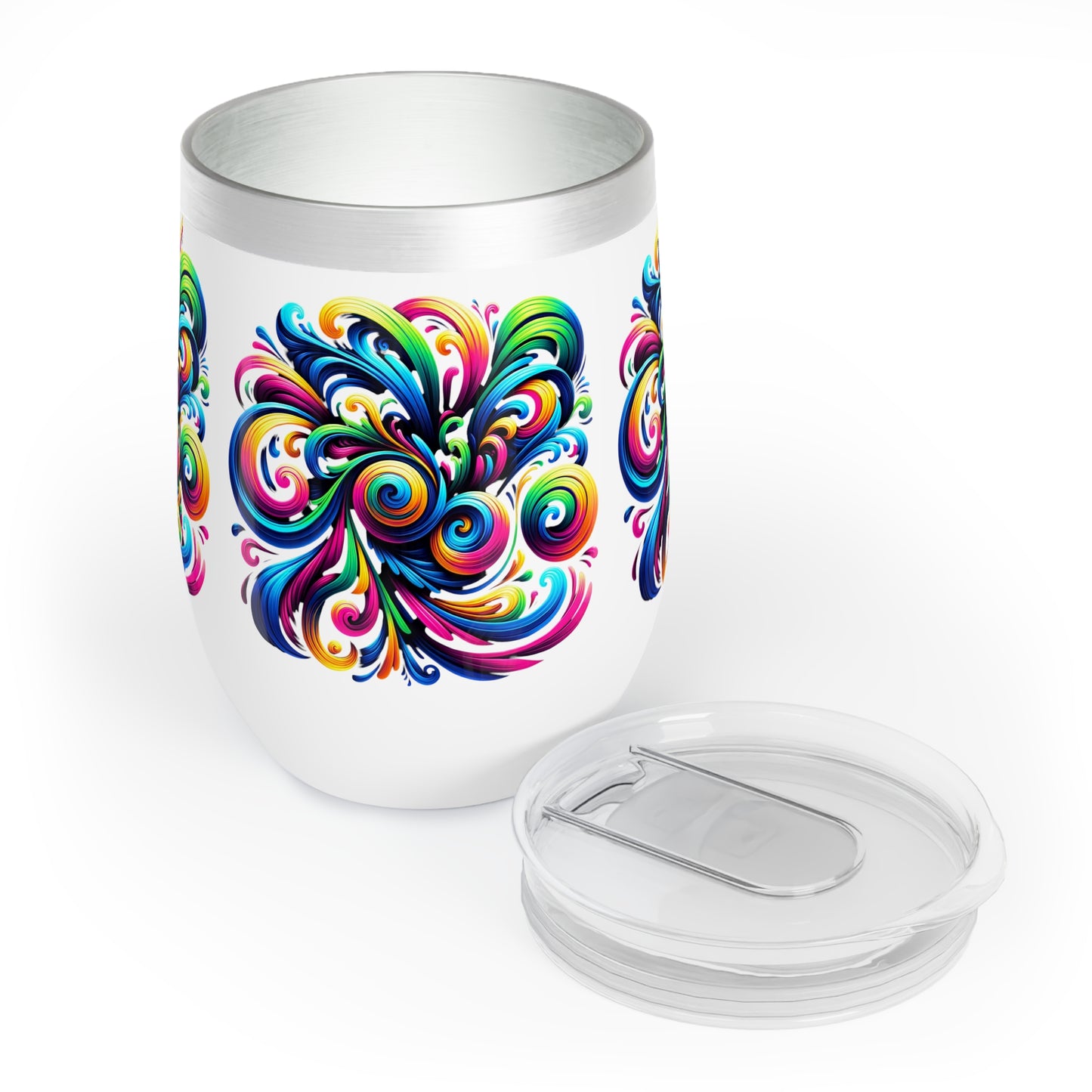 Vivid Motion Swirl Wine Tumbler – 12oz Insulated Stainless Steel