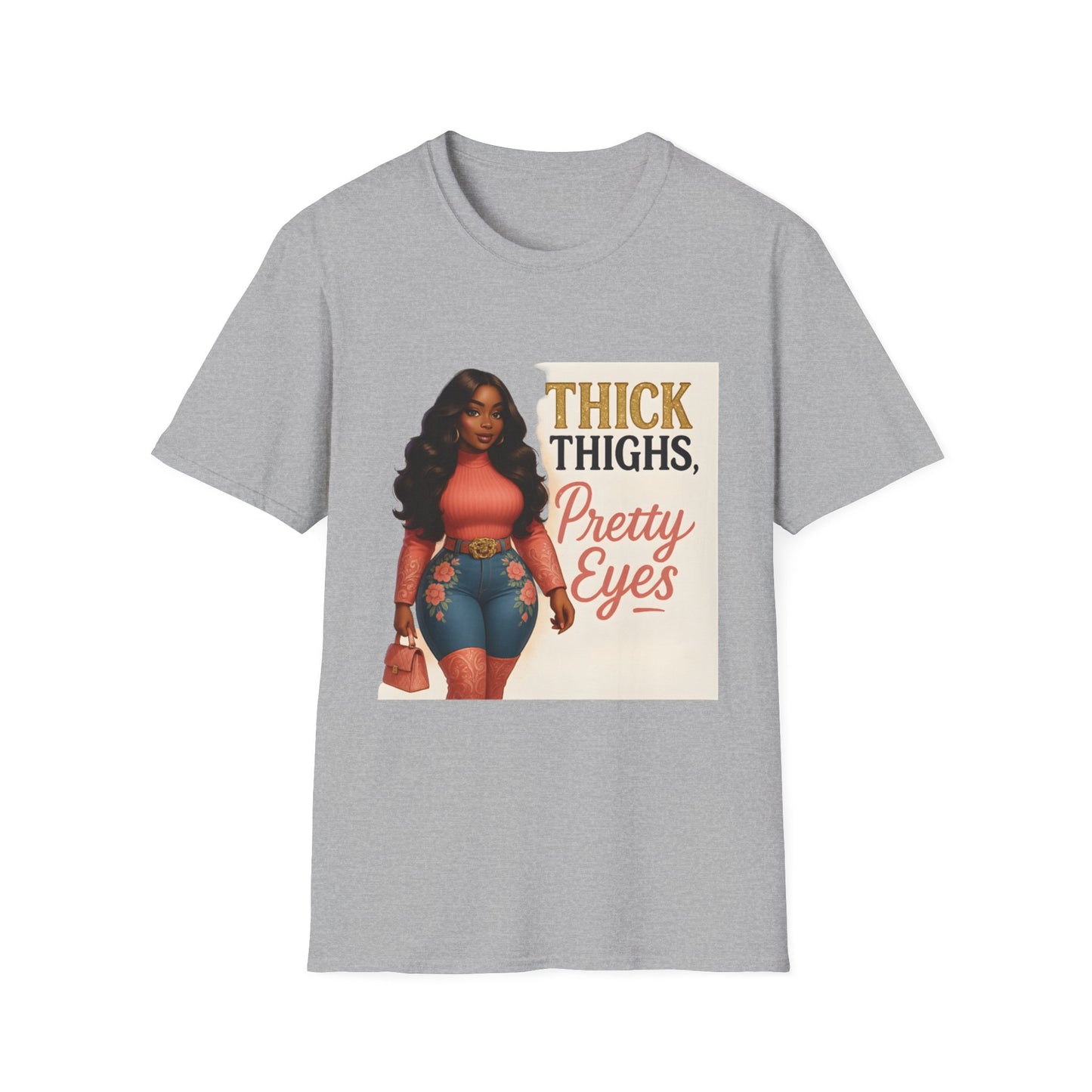 Thick Thighs, Pretty Eyes Graphic T-Shirt – Women's Motivational Tee