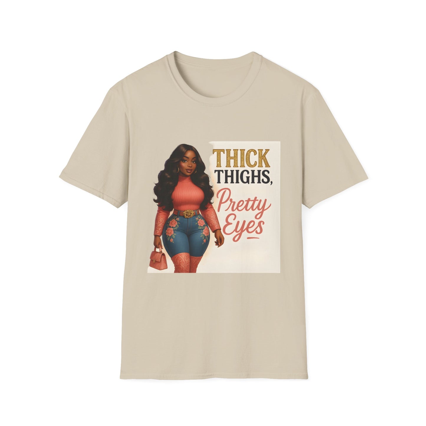 Thick Thighs, Pretty Eyes Graphic T-Shirt – Women's Motivational Tee