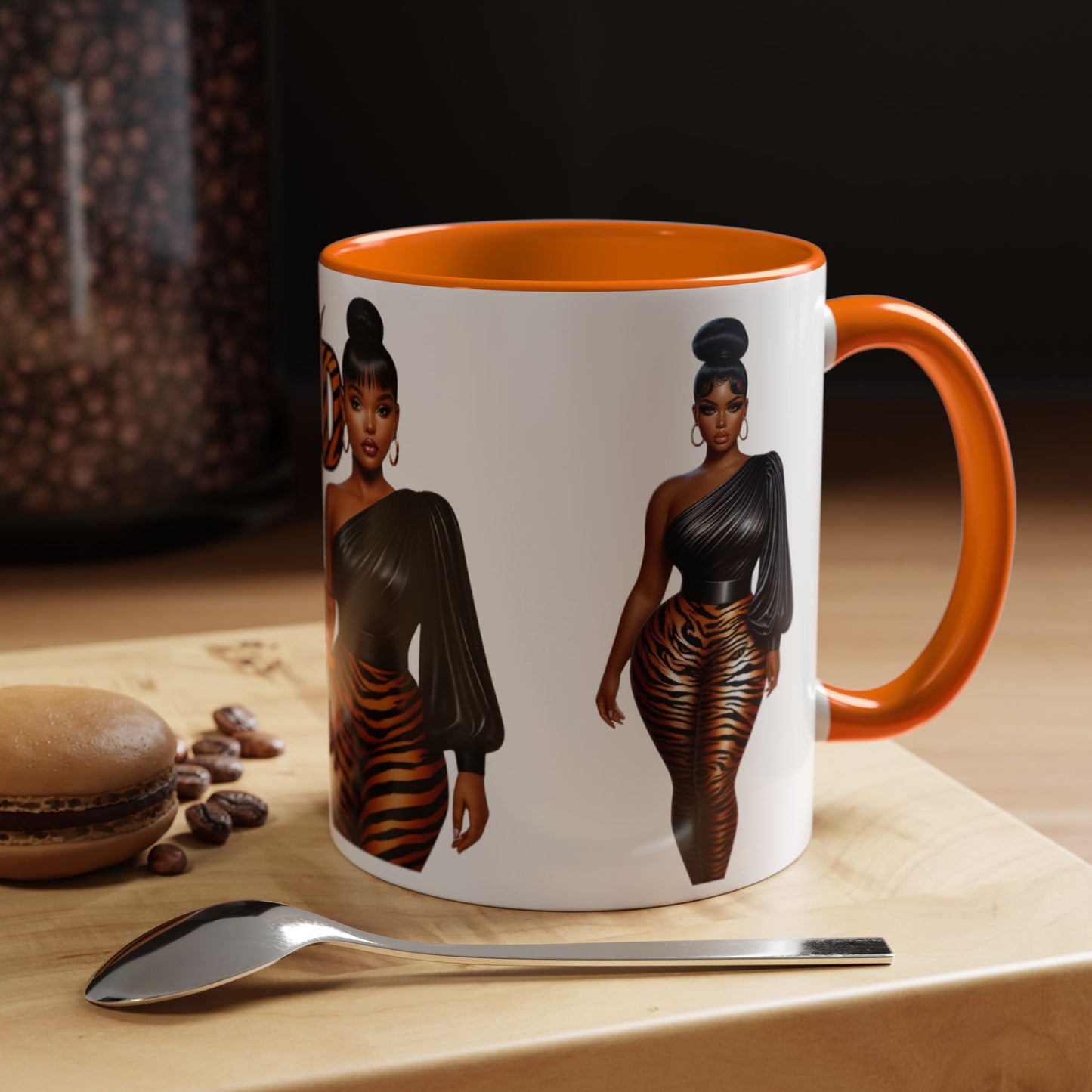 Wild Thangzz Accent Mug – Curvy Queen in Tiger Print | 11oz or 15oz