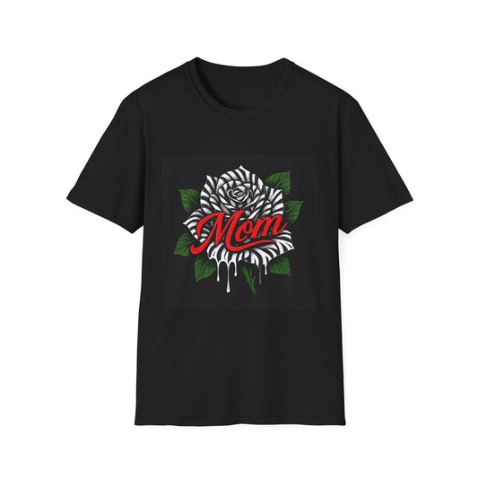 Zebra Rose MOM Graphic T-Shirt – Black Tee with Bold Tattoo-Inspired Art
