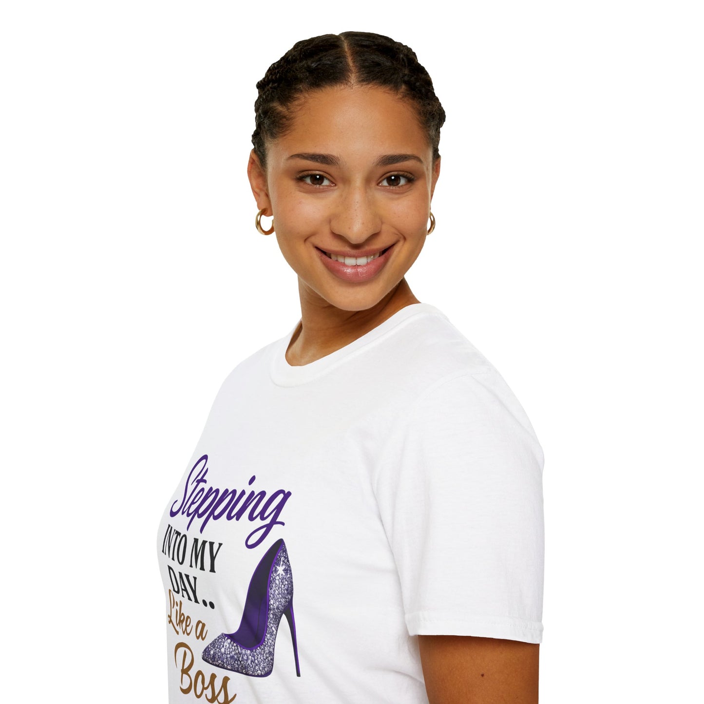 Stepping Into My Day Like a Boss Graphic T-Shirt – Women's Motivational Tee