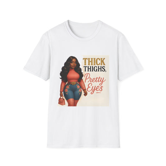 Thick Thighs, Pretty Eyes Graphic T-Shirt – Women's Motivational Tee