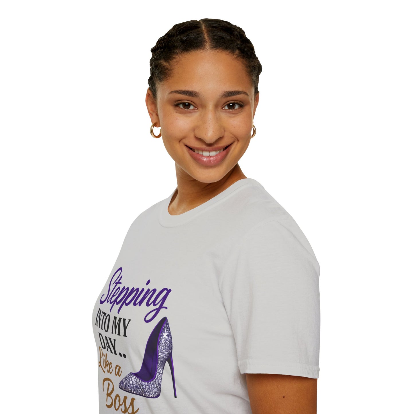 Stepping Into My Day Like a Boss Graphic T-Shirt – Women's Motivational Tee