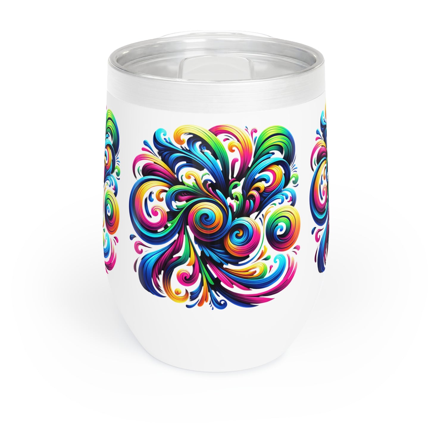 Vivid Motion Swirl Wine Tumbler – 12oz Insulated Stainless Steel