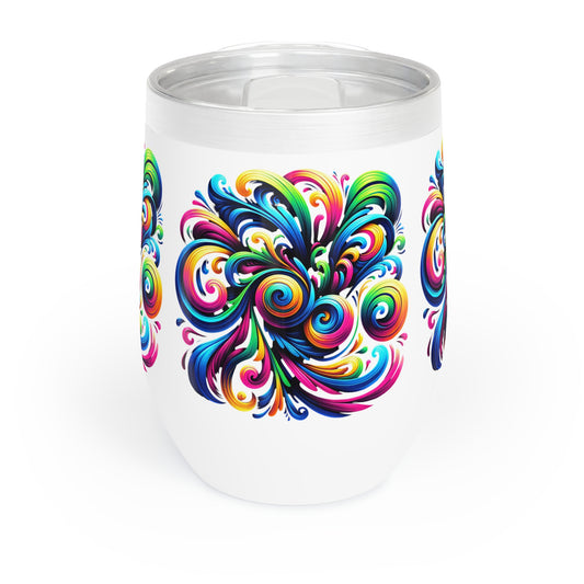 Vivid Motion Swirl Wine Tumbler – 12oz Insulated Stainless Steel