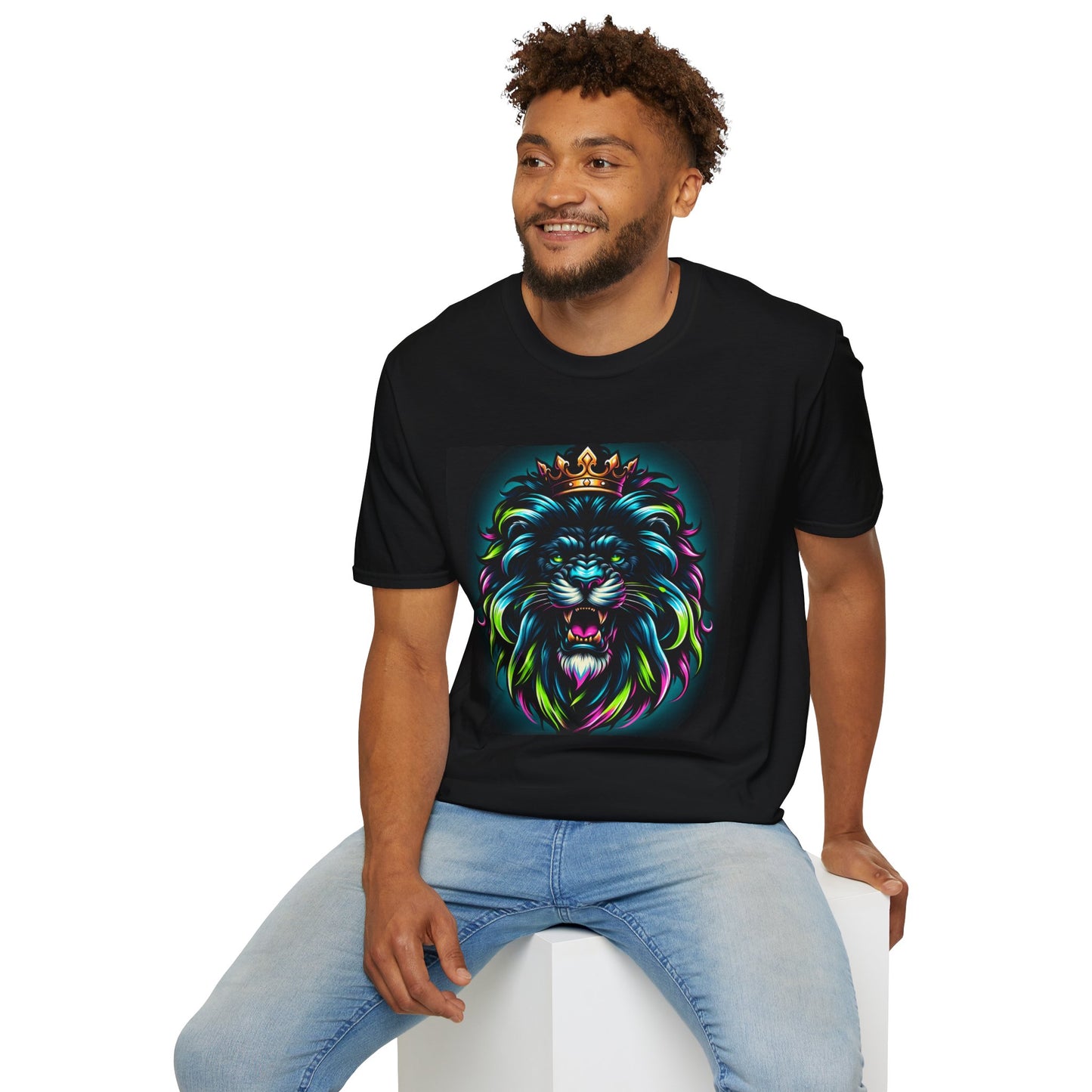 Neon Lion King T-Shirt (Black Edition) – Rule Loud. Roar Bright.