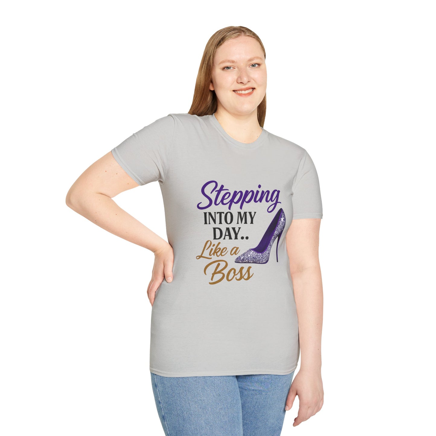Stepping Into My Day Like a Boss Graphic T-Shirt – Women's Motivational Tee