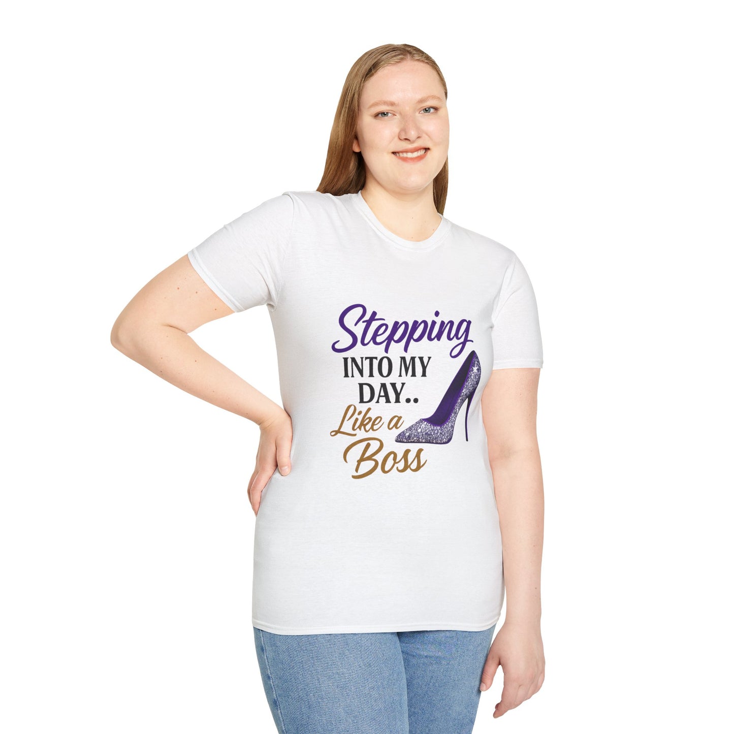 Stepping Into My Day Like a Boss Graphic T-Shirt – Women's Motivational Tee
