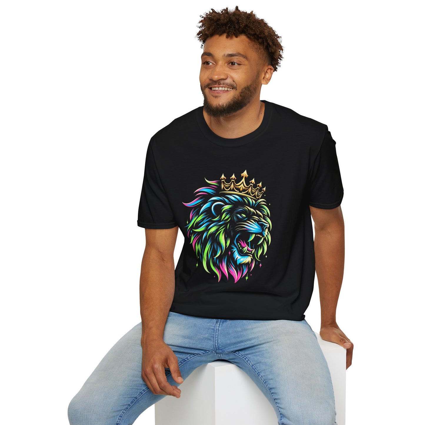 Neon Crowned Lion T-Shirt – Fierce. Bold. King Energy