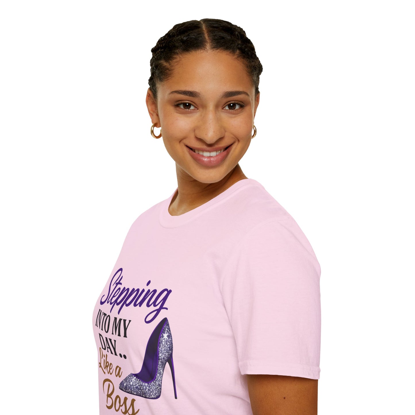 Stepping Into My Day Like a Boss Graphic T-Shirt – Women's Motivational Tee
