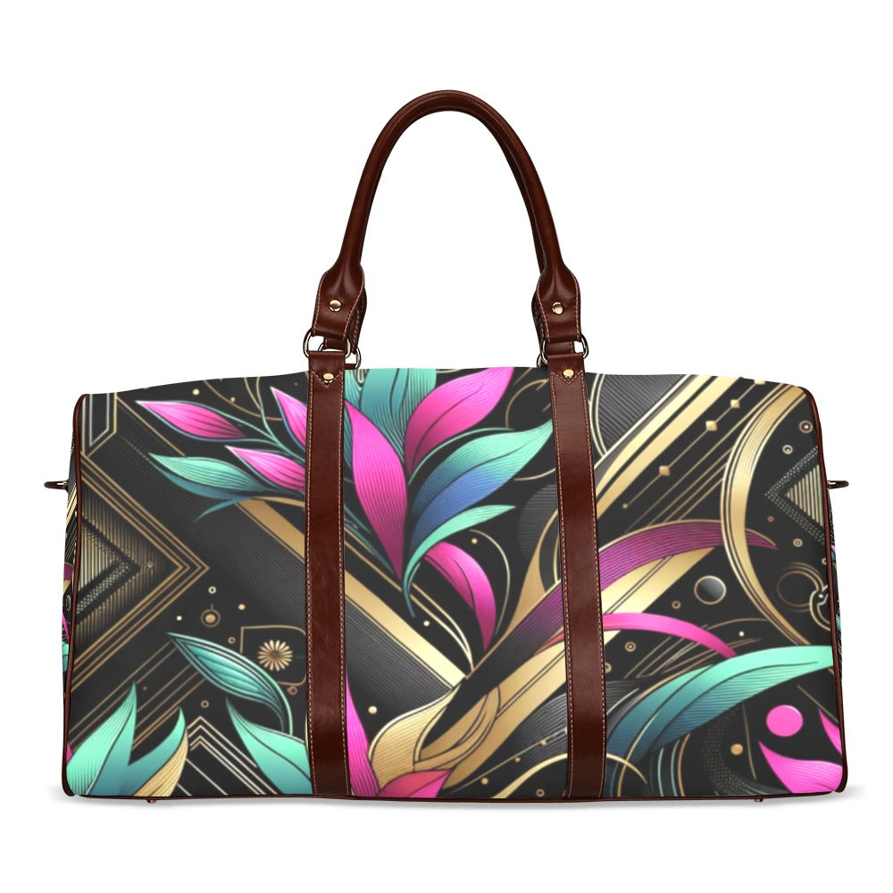 Golden Bloom Luxe Waterproof Duffel Bag – Elegance in Motion