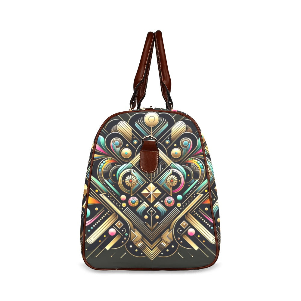 Golden Luxe Abstract Waterproof Duffel Bag – Luxurious and Functional