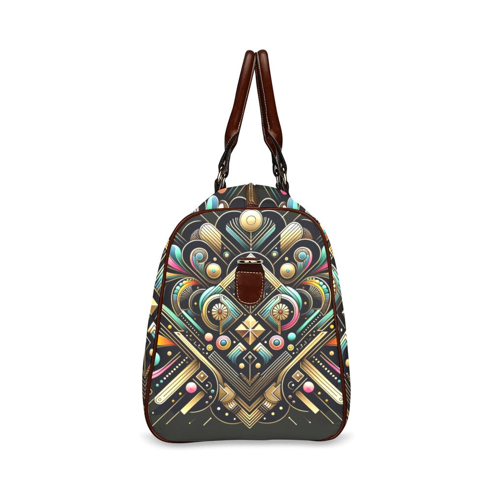 Golden Luxe Abstract Waterproof Duffel Bag – Luxurious and Functional