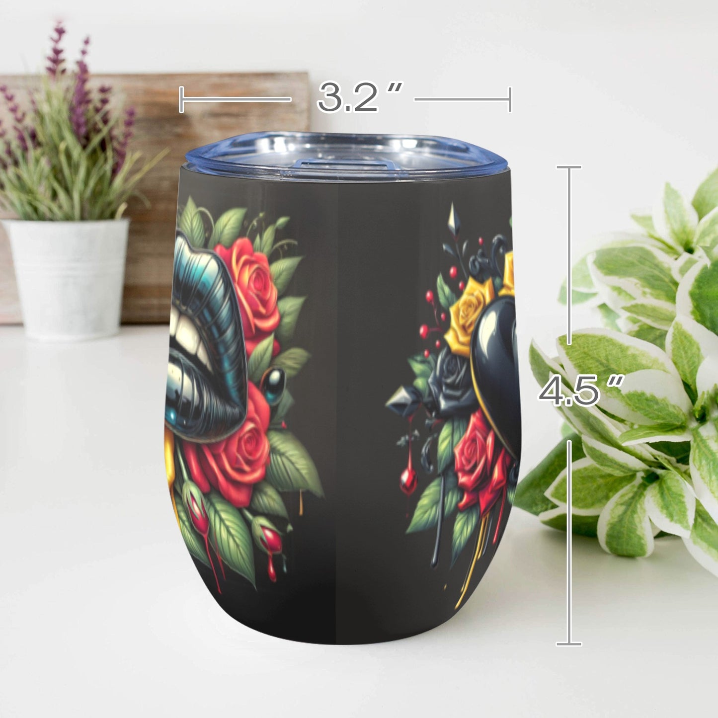 Rose Lips Heart Stainless Steel Wine Tumbler – 12oz