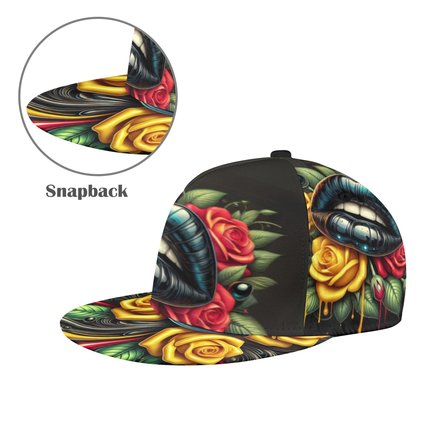 Rose Lips Heart Snapback Hat