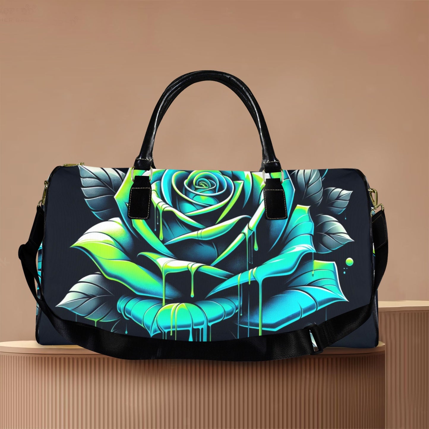 Neon Rose Duffel Bag – Black