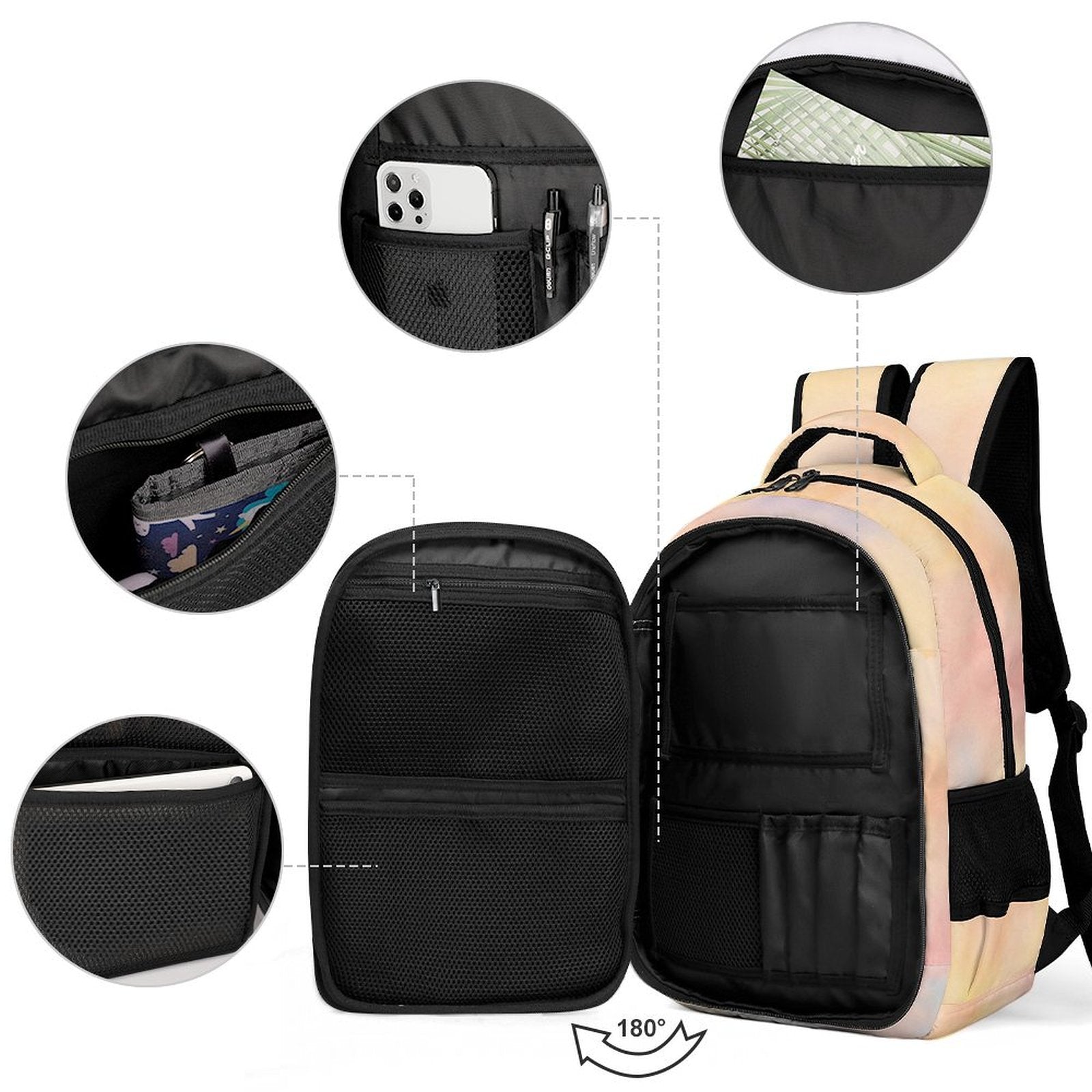 Durable polyester kids backpack with colorful Tatum Love Bundle print, adjustable padded straps, and multiple storage compartments inside