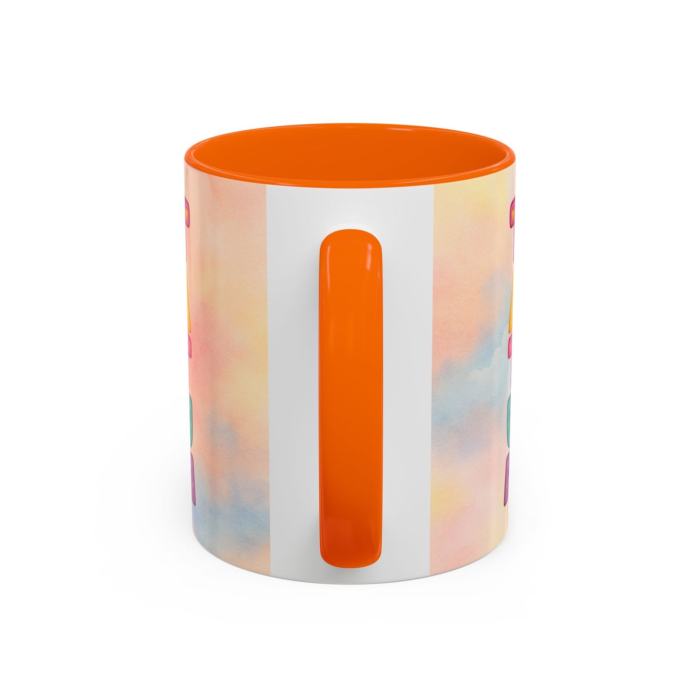 Pastel kids ceramic mug featuring smiling African American girl with pigtails and a pink elephant, with colorful Tatum name design on reverse.