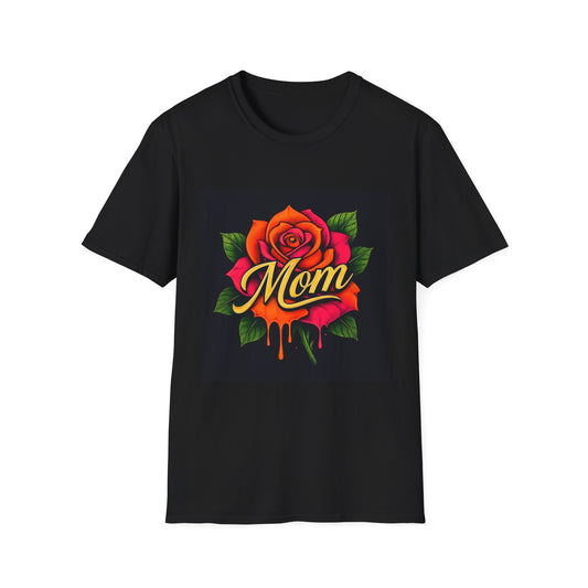 Bold Rose MOM Graphic T-Shirt – Black Tee with Bold Tattoo-Inspired Art
