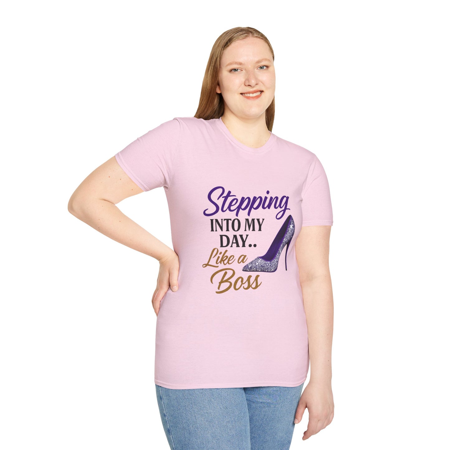 Stepping Into My Day Like a Boss Graphic T-Shirt – Women's Motivational Tee