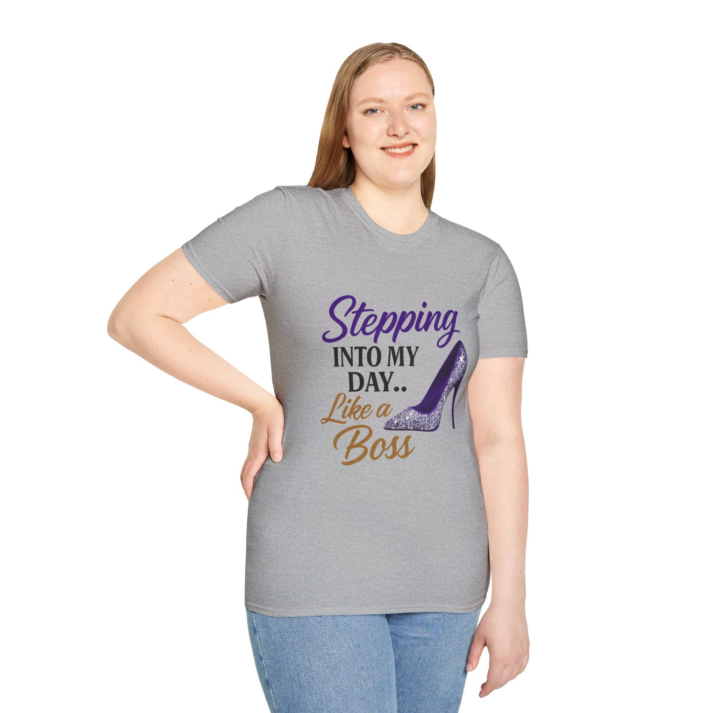 Stepping Into My Day Like a Boss Graphic T-Shirt – Women's Motivational Tee